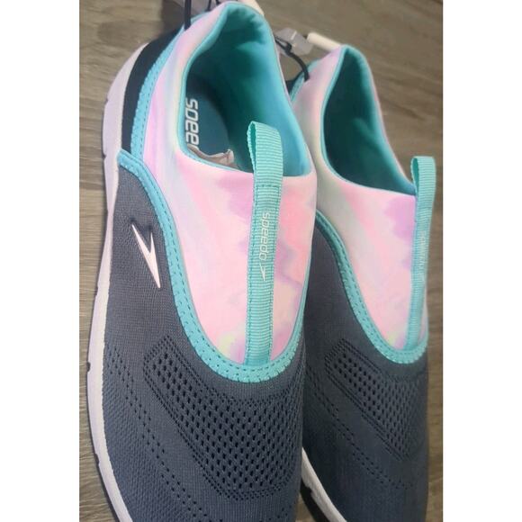 NEW ~ ADULT Large (9-10) ~ Speedo Water Shoes ~GRAY PINK TURQUOISE Beautiful! - Picture 3 of 13